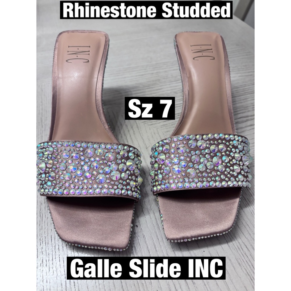 INC International Concepts Rhinestone Studded Mules -Champagne color